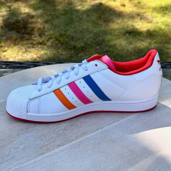 Adidas Originals Women’s Superstar Shoes White Red Navy Pink Orange ID9774 Sz 10 - Picture 7 of 14
